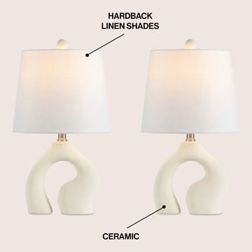 Tula 19" Scandinavian Minimalist Ceramic Arch LED Table Lamp - JONATHAN Y